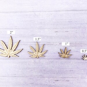 Recortes de madera de hojas de cannabis, juego de hojas de marihuana grabadas imagen 2