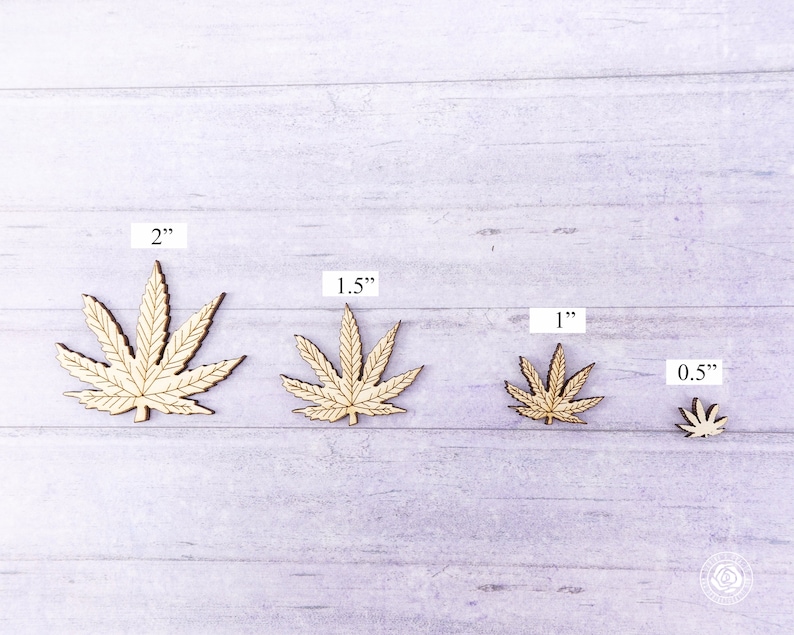 Recortes de madera de hojas de cannabis, juego de hojas de marihuana grabadas imagen 2