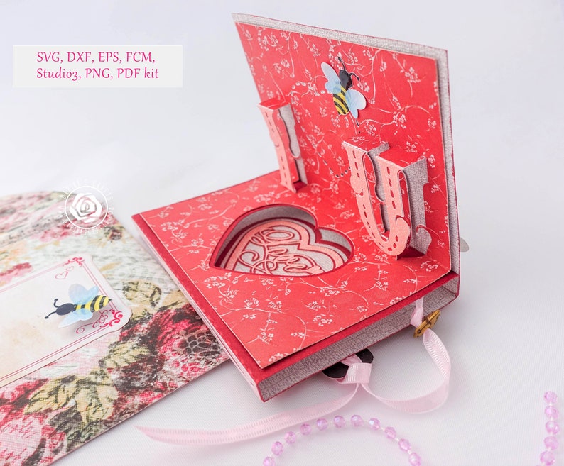 Download Bee Mine Valentine Card SVG kit Pop up Valentine card SVG ...