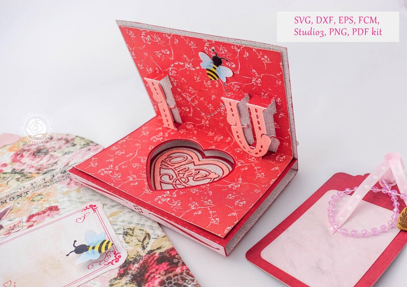 Download Bee Mine Valentine Card SVG kit Pop up Valentine card SVG ...