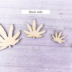 Recortes de madera de hojas de cannabis, juego de hojas de marihuana grabadas imagen 4