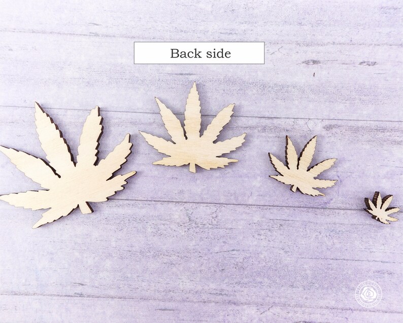 Recortes de madera de hojas de cannabis, juego de hojas de marihuana grabadas imagen 4