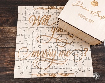 Proposal Wooden Jigsaw Puzzle, Engagement Wood Puzzle for adults,  Will You Marry Me Puzzle