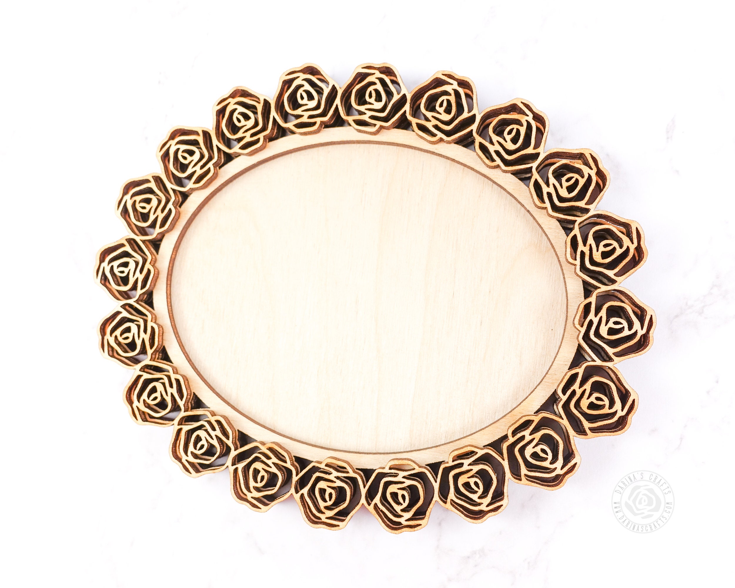 Wooden Roses Frame 3 Floral Wood Frames, Vintage Roses Wood Cut Outs, Oval Frame Set of 3 ...