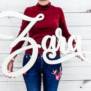 Custom Wood Word Sign, Personalized wood word cutout, Wooden Name, Cursive Word, Room Decoration