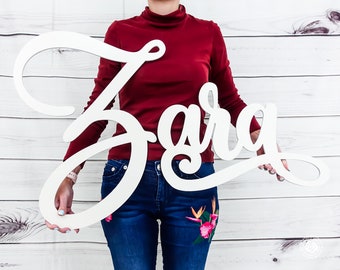 Custom Wood Word Sign, Personalized wood word cutout, Wooden Name, Cursive Word, Room Decoration