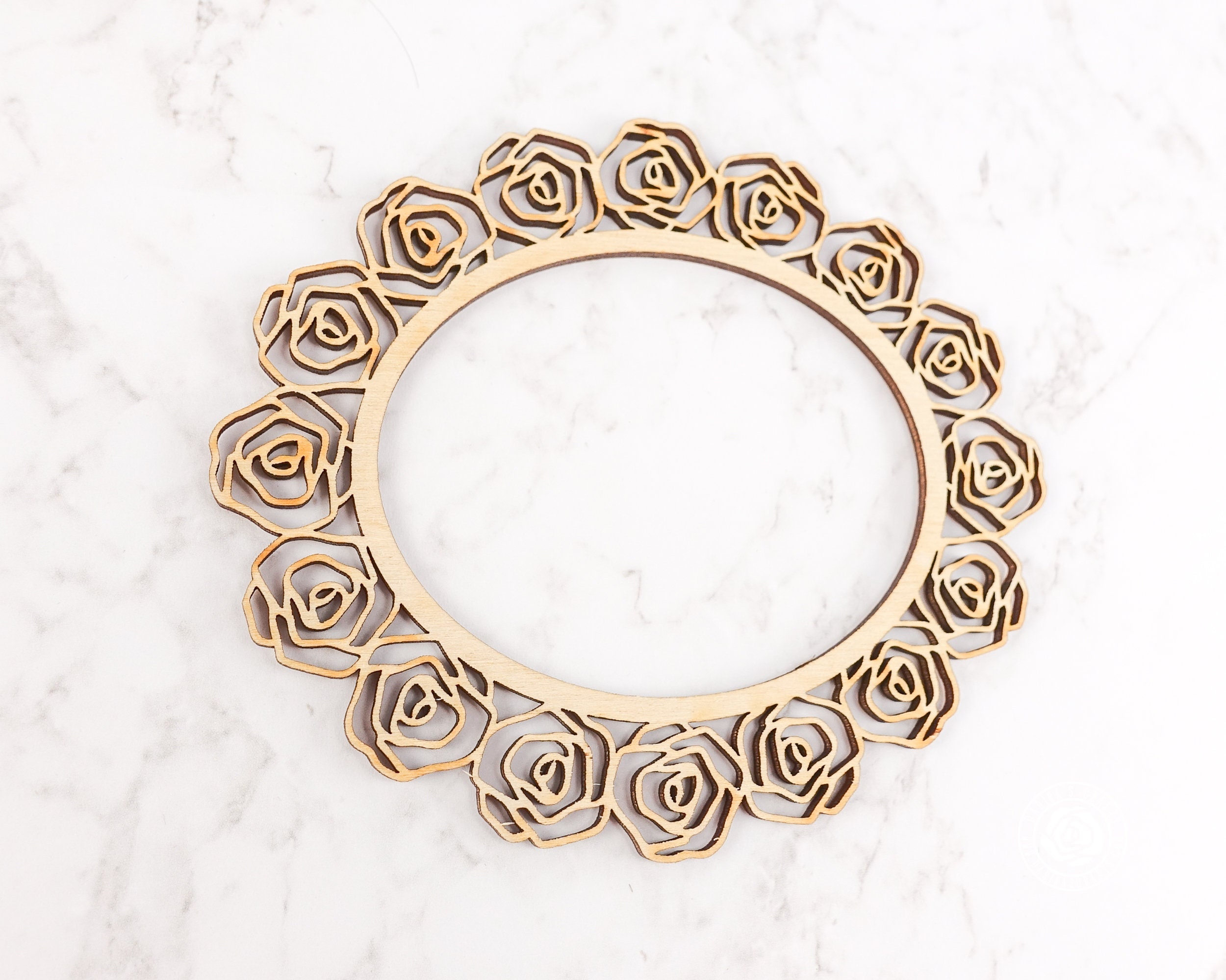 Wooden Roses Frame Floral Wood Frame, Vintage Roses Wood Cut Out, Oval Frame Cutout for ...