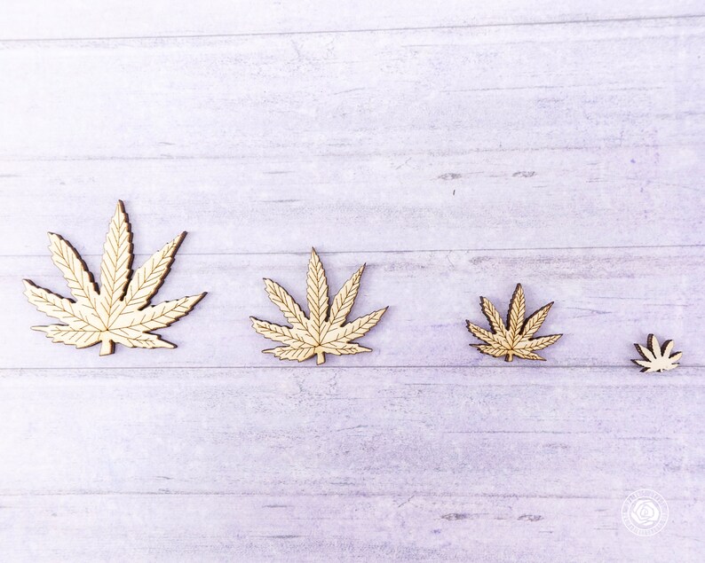Recortes de madera de hojas de cannabis, juego de hojas de marihuana grabadas imagen 10