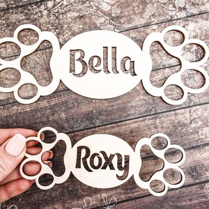 Personalized Dog Name Sign, Wood Dog Name Plate, Dog Name Plaque, Custom Dog Paw shape sign