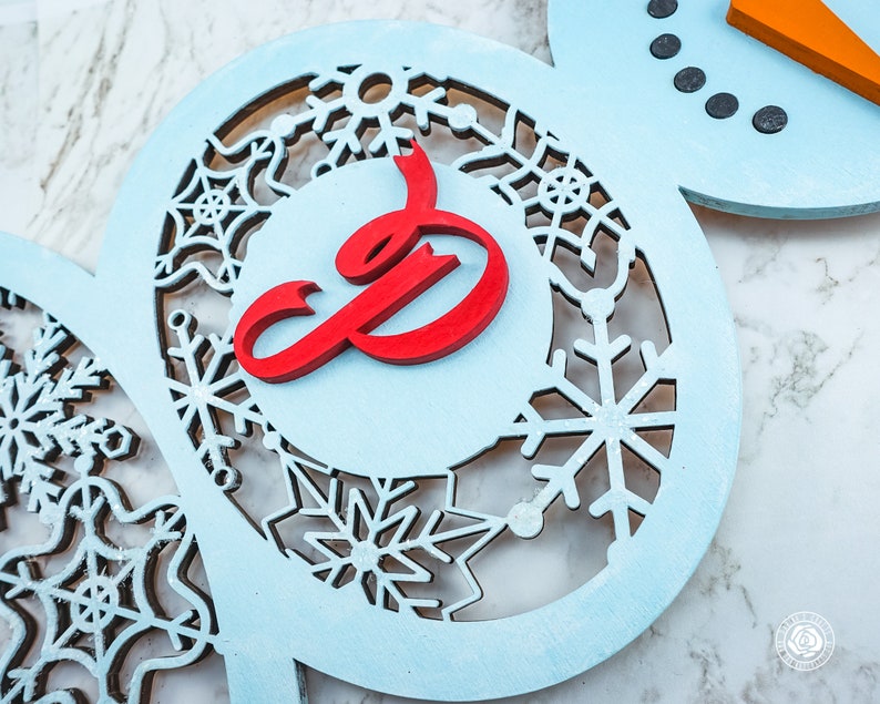 Snowman Monogrammed Door Hanger, 3D Wood Snowman Monogram, Christmas ...