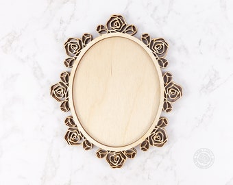 木製フレーム 花柄デザイン 7.5x7.5cm 木製フレーム 花柄デザイン 7.5x7.5cm