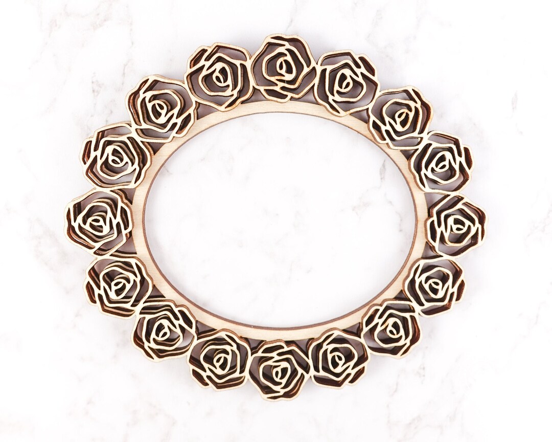 Wooden Roses Frame Floral Wood Frames, Vintage Roses Wood Cut Outs, Oval Frame Set of 2 ...