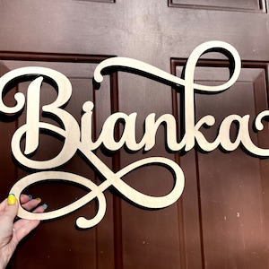 Custom Wood Word Sign, Personalized wood word cutout, Wooden Name, Cursive Word, Room Decoration