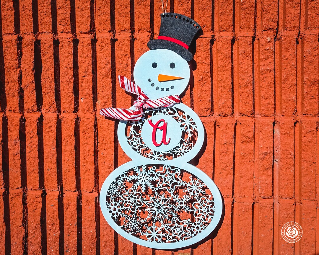 Snowman Monogrammed Door Hanger, 3D Wood Snowman Monogram, Christmas ...