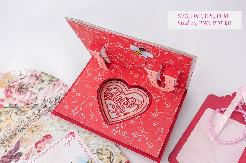 Download Bee Mine Valentine Card SVG kit Pop up Valentine card SVG ...