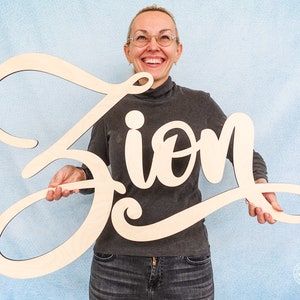 Custom Wood Name Sign, Personalized wood word cutout, Wooden Name, Cursive Word, Room Decoration
