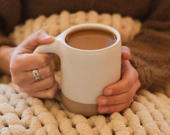 Handmade Ceramic Mug, Ivory Mug, White Pottery Mug, White Handmade Mug, Modern Ceramic Mug, Minimal Large Mug, Stoneware Coffee and Tea Mug