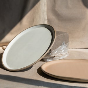 Handmade White Platter, White Serving Platter, Ceramic Serving Tray, Oval Tray, Large Serving Tray