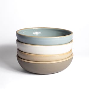 Handmade Ceramic Pasta Bowl, Neutral Shallow Bowl, Minimal Ceramic Pasta Bowl, Handmade Pottery Plate and Bowl, Pottery Serving Bowl