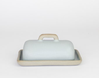 Butter Dish, Minimal Butter Dish, Ceramic Butter Dish, Stoneware Butter Server, Light Blue Butter Dish, Blue Kitchenware