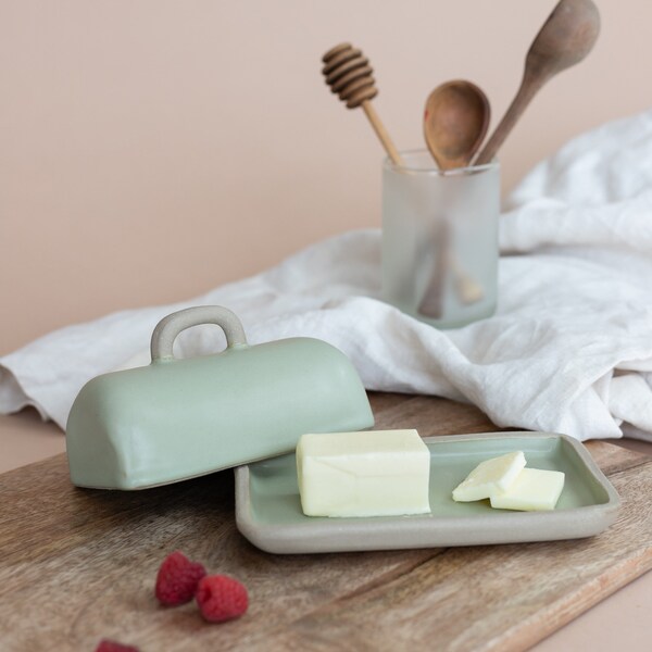 Green Butter Dish Etsy