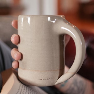 Handmade Custom Stamped Stoneware Mug, Personalized Gift