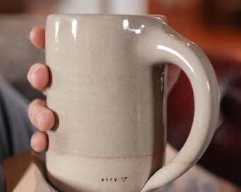 Handmade Custom Stamped Stoneware Mug, Personalized Gift