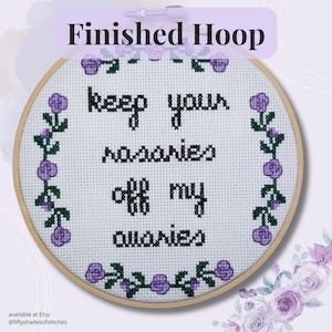 Pro Choice Embroidery Hoop Art, Feminist Wall Decor, Women&#39;s Rights Gift, Keep Your Rosaries Off My Ovaries Quote