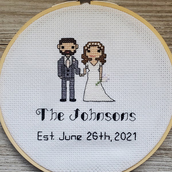 Second Anniversary Wedding Portrait Gift for Wife or Husband, Personalized Cotton Anniversary Gift for Spouse,  Custom Handmade