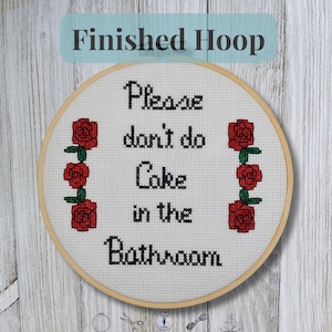 Funny Bathroom Embroidery: "Please Don't Do Coke", Subversive Cross Stitch