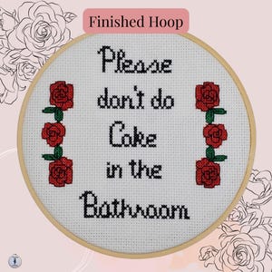 Funny Bathroom Embroidery, Please Don&#39;t Do Coke Cross Stitch, Housewarming Gift, Subversive Wall Art, Bathroom Decor