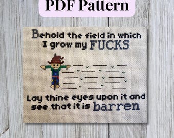 Cross Stitch Pattern, Field of F**ks, PDF Instant Download