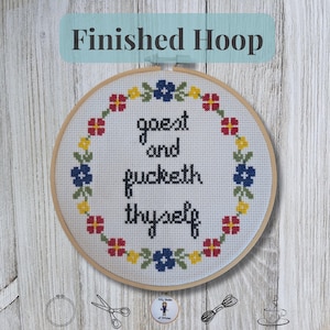 Funny Medieval Cross Stitch Hoop: Sarcastic Gothic Decor, 6 inch