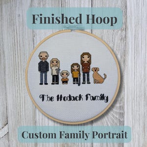 Custom Cross Stitch Family Portrait: Handmade Personalized Embroidery