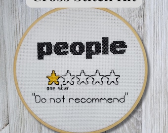 Funny Cross Stitch Kit,  Beginner Sampler with Pattern & Supplies