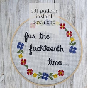 Funny Quote Cross Stitch Pattern: Snarky Floral Embroidery (PDF Download)