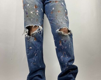 levis paint splatter jeans