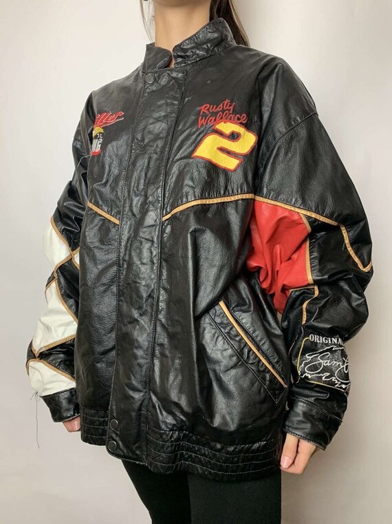 Vintage Rusty Wallace NASCAR Leather Jacket