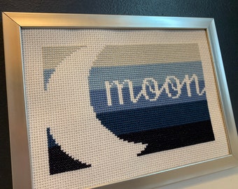 Moon Silhouette Cross Stitch Pattern PDF - Instant Download