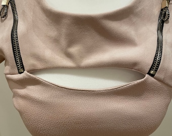 Jus d’Orange Paris Light Pink Faux Suede Dress