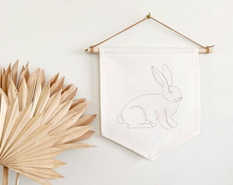 Easter Decor, Bunny Decor, Easter Wall Hanging, Spring Decor, Monoline Art, Boho Easter, Neutral Spring Decor, Minimal Spring, Easter