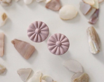 Clay Stud Earrings, Purple Earrings, Floral Earrings, Neutral Earrings, Stud Earrings, Modern Earrings, Minimal Earrings, Boho Earrings