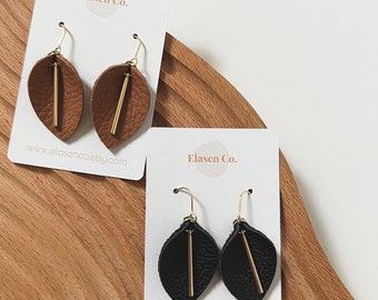 Leather Earrings, Neutral Earrings, Gold Earrings, Dangle Earrings, Teardrop Earrings, Earrings, Statement Earrings, Brown Earrings