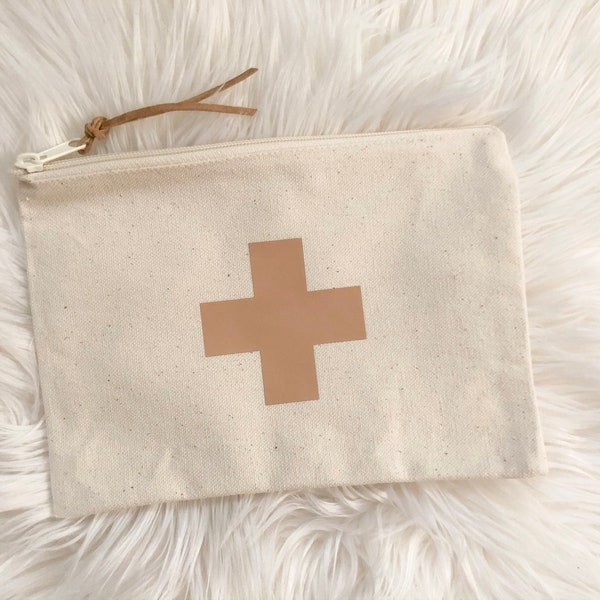 First Aid Pouch, Medical Storage, Travel Pouch, Canvas Zip Bag, Car First Aid, Emergency Kit, Hangover Kit, Storage Bag, Minimal Storage