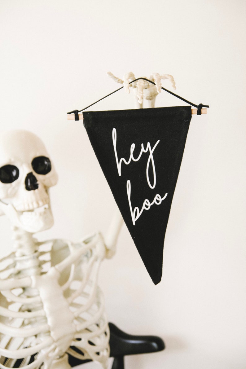 Boho Halloween, Halloween Decor, Wall Hanging, Ghost Decor, Skeleton Decor, Pennant Flag, Halloween Party, Cute Halloween Decorations image 3