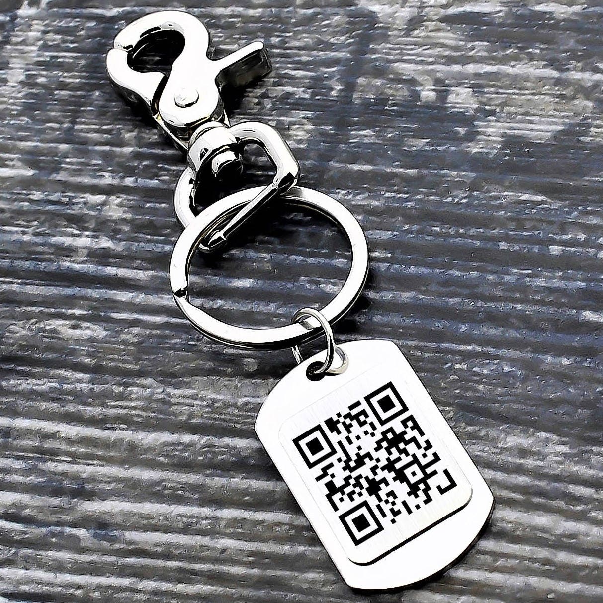 Personalized Keychain Barcode Name Keychain QR Code Etsy