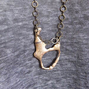 Cast bronze pendant, patinated, unique jewel. image 1