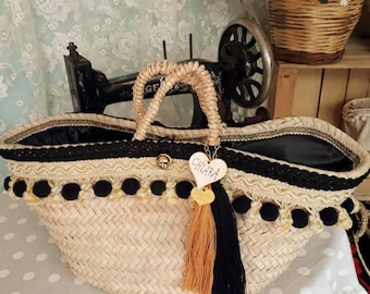 Borsa in paglia, borsa dipinta a mano, borsa paglia personalizzata, borsa paglia decorata, borsa donna, borsa in paglia personalizzata