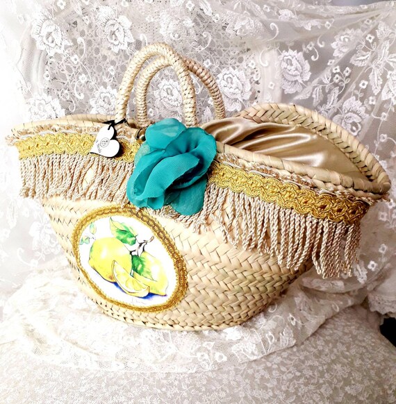 Borsa di paglia Italia Limoni borsa di paglia italiana | Etsy Italia