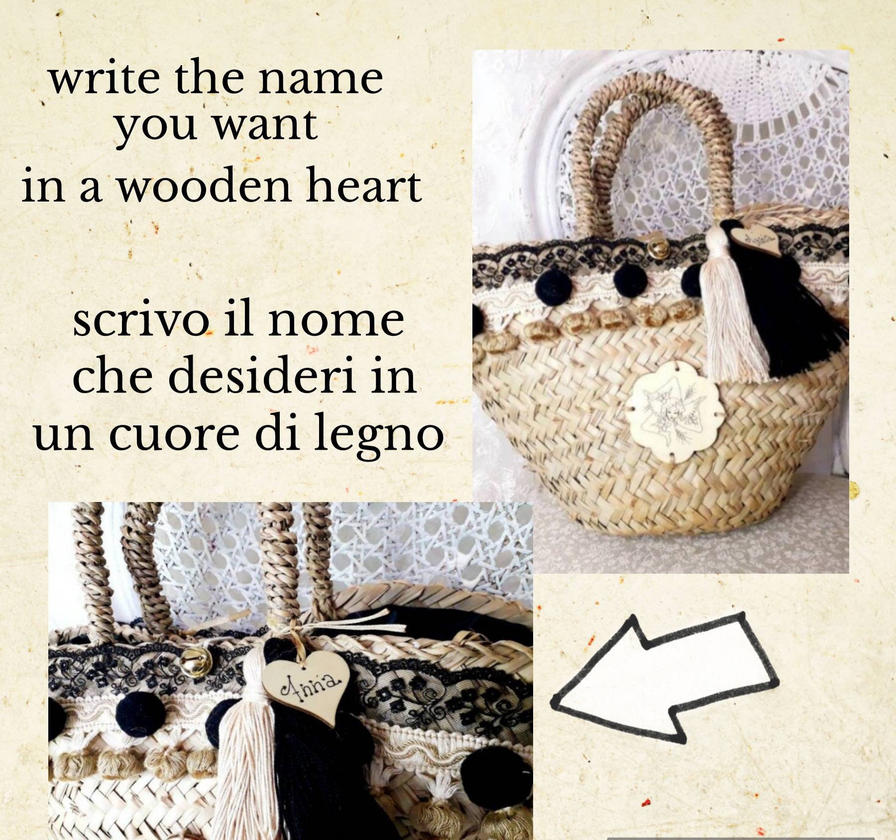 Borsa in paglia personalizzata decorata con frangia oro e | Etsy Italia